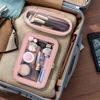 Picture of Soimeat Travel Clear Makeup Bag with Makeup Brush Bag, Leather Makeup Case Toiletry Bag, Portable Cosmetic Bag Case, Transparent Waterproof Cosmetic Organizer Storage Bag for Women, Medium, Pink