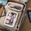 Picture of Soimeat Travel Clear Makeup Bag with Makeup Brush Bag, Leather Makeup Case Toiletry Bag, Portable Cosmetic Bag Case, Transparent Waterproof Cosmetic Organizer Storage Bag for Women, Medium, Off-White