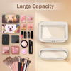 Picture of Soimeat Travel Clear Makeup Bag with Makeup Brush Bag, Leather Makeup Case Toiletry Bag, Portable Cosmetic Bag Case, Transparent Waterproof Cosmetic Organizer Storage Bag for Women, Medium, Off-White