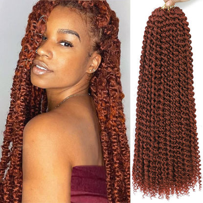 Picture of Passion Twist Hair Copper Red 30 Inch 8 Packs Water Wave Crochet Hair For Women Curly Braiding Hair Long Spring Twist Hair Crochet Braids Synthetic Hair Extension 30 Inch (Pack of 8), 350#)