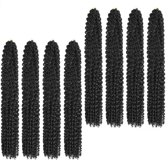 Picture of Passion Twist Hair 22 Inch 8 Packs Long Passion Twist Crochet Hair For Women Water Wave Braiding Hair Bohemian Spring Twist Hair Synthetic Hair Extension (22 Inch (Pack of 8), 1B#)