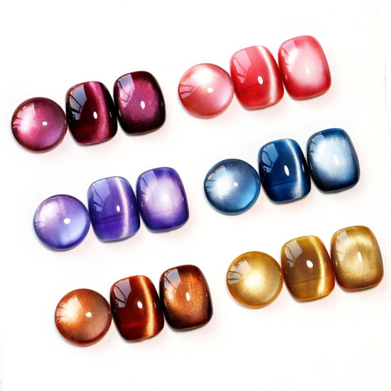 Picture of MIZHSE Cat Eye Gel Nail Polish Set 6 Colors Winter Colorful Ceramic Magnetic Gel Nail Polish with Magnet Stick Trendy Salon Gel French Gel Polish Kit Gift Set DIY at Home