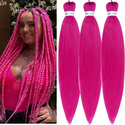Picture of Leticia Magenta Pink Pre streched Braiding Hair Easy to Use Pre feathered Braiding Hair