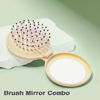 Picture of Arthaxi Travel Hair Brush with Small Mirror, Compact Mirror with Mini Brush Kit, Folding Purse Hairbrush for Girls, Mini Hair Brush and Mirror Combo, Stocking Stuffers 2024, Baby Yellow