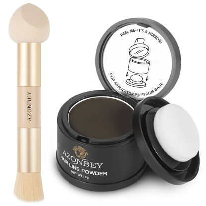 Picture of Root Touch Up Sets,Hairline Powder for Women Cover Up- Hairline Concealer for Thin and Thinning Hair, Water & Sweat Resistant,Contain Azonbey Makeup Brush (Dark Brown, Med #Makeup Brush)