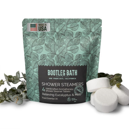 Picture of BOOTLEG BATH Shower Steamer, Aromatherapy Shower Bomb 4 Pack, Eucalyptus, Christmas Gift, Stocking Stuffer, 100% Pure Essential Oil, All Natural, for Men and Women, Made in USA