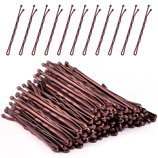 Picture of MORGLES 2 Inches Brown Bobby Pins Bulk, 120PCS Brown Hair Pins with Box for Women Girls