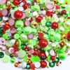 Picture of Briskbloom 60g Mix Flatback Pearls and Flatback Rhinestones for Crafts, 3620PCS 2mm-10mm Pearl Rhinestones for Nails Face Art Tumblers, Jelly Rhinestones and Half Pearls, Christmas Red|Green|White