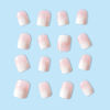 Picture of White Ombre Press on Nails Short Square Fake Nails with Design Pink Gradient Glue on Nails Glossy Acrylic Artificial Nails Stick on Nails for Women Girls Manicure 24Pcs…