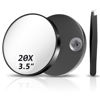 Picture of FAHZON 20X Magnifying Mirror, Magnified Mirror 3.5" with Two Suction Cups and Tweezers, Travel Magnifying Mirror Set Comes with Portable Storage Bag, Small Magnifying Mirror for Travel(Black)