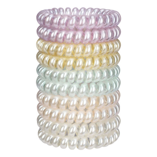 Picture of JessLab Spiral Hair Ties, 10 Pcs Traceless Phone Cord Hair Ties Spiral Bracelet Plastic Coil Hair Ties Ponytail Holders No-Damage Hair Accessory for Girls Women Ladies, Color Assorted, Set 36