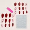 Picture of Red Press on Nails Heart Fake Nails Medium Almond False Nails with Line Design Nude Pink Glue on Nails Glossy Acrylic Nail Full Cover Stick on Nails for Women Manicure Valentine's Day Manicure