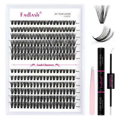Picture of DIY Lash Extension Kit Lash Bond and Seal Lash Clusters Kit ? Pcs Cluster Lashes D Curl with Lash Tweezers for Individual Lashes Kit Eyelash Extension Kit at Home (Kit 40D+50D-0.07D, 8-16mm)