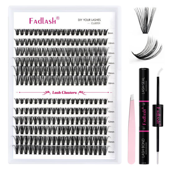 Picture of DIY Lash Extension Kit Lash Bond and Seal Lash Clusters Kit ? Pcs Cluster Lashes D Curl with Lash Tweezers for Individual Lashes Kit Eyelash Extension Kit at Home (Kit 40D+50D-0.07D, 8-16mm)