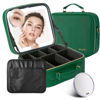 Picture of Mocado Travel Makeup Bag with LED Lighted Mirror,Travel Makeup Organizer,Makeup Case with 3 Color Lighted Setting and 10x Magnifying Mirror,Portable Storage and Adjustable Dividers Makeup Box(Green)