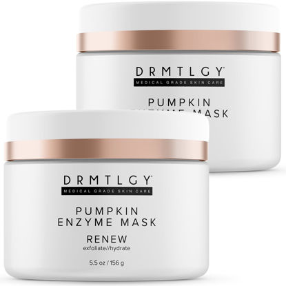 Picture of DRMTLGY Pumpkin Enzyme Face Mask with Jojoba Beads. Gentle Exfoliating Pumpkin Facial Mask for Dullness, Uneven Skin Tone, Fine Lines and Wrinkles. 5.5 oz, 2 pack