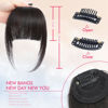 Picture of ELEFOCUS Clip in Bangs Real Human Hair Brown Black 100% Human Hair French Bangs Fake Bangs Hair Clip on bangs for women Fringe with Temples Hairpieces Curved Bangs for Daily Wear