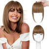 Picture of ELEFOCUS Clip in Bangs Real Human Hair 6# 100% Human Hair French Bangs Fake Bangs Hair Clip on bangs for women Fringe with Temples Hairpieces Curved Bangs for Daily Wear