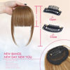 Picture of ELEFOCUS Clip in Bangs Real Human Hair 6# 100% Human Hair French Bangs Fake Bangs Hair Clip on bangs for women Fringe with Temples Hairpieces Curved Bangs for Daily Wear