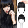Picture of ELEFOCUS Clip in Bangs Real Human Hair Natural Black 100% Human Hair French Bangs Fake Bangs Hair Clip on bangs for women Fringe with Temples Hairpieces Curved Bangs for Daily Wear