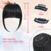 Picture of ELEFOCUS Clip in Bangs Real Human Hair Natural Black 100% Human Hair French Bangs Fake Bangs Hair Clip on bangs for women Fringe with Temples Hairpieces Curved Bangs for Daily Wear