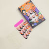Picture of Halloween Press on Nails Short Round Fake Nails with Pumpkin Ghost Bat Designs Black Orange French Tip Nails Press ons Glossy Glue on Nails Light Pink Almond Stick on Nails for Women 24Pcs