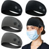 Picture of ABAMERICA Headbands with Button for Mask, Wide Nurses Headbands Non Slip Elastic Ear Protection for Women Men Doctors Sweatband Headband