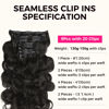 Picture of Lashey Hair Extensions Seamless Clip in Human Hair Extensions, Body Wave 150g 9pcs Natural Black 20 Inch 100% Real Human Hair Clip in Hair Extensions with Soft PU Skin Weft for Women