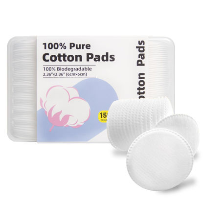 Picture of Boxed 100% Cotton Rounds for Face (150), Dual-Texture, Soft, Lint-Free Makeup Remover Pads, Hypoallergenic, Highly Absorbent