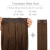 Picture of WENNALIFE Wire Hair Extensions (Increase 50% Lifespan) Real Human Hair 22 inch 150g Chocolate Brown Remy Real Hair Extensions Invisible Wire Hair Extensions Human Hair Natural Fish Line Straight Hair