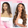Picture of Kinky Straight Human Hair Clip Ins 120g 8pcs 22inch,Soft & Natural Straight Double Weft for Women #P427 Chocolate Brown to Honey Blonde Hair Extensions Real Human Hair Clip Ins