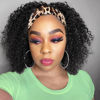 Picture of Celiarita Headband Wig Human Hair Kinky Curly Headband Half Wigs Human Hair Brazilian Glueless Kinky Curly Headband Wigs None Lace Front Wigs 150% Density Natural Color 12 Inch