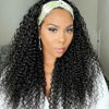 Picture of Headband Wig Human Hair Kinky Curly 24 inch None Lace Front Wig Human Hair Machine Made Wigs Glueless Curly Hair Headband Half Wigs for Black Women Human Hair Natural Color