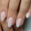 Picture of GLAMERMAID Nude White Press On Nails Short Almond, Translucence Milk White Gel Nails Short Oval Fake Nails, Natural Pure Medium Stiletto Stick Glue on Nails for Women, Glossy Gel Round Oval False Nail