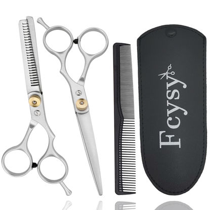 Picture of Hair Scissors Hair Cutting Shears Set, Fcysy Haircut Scissors Thinning Shears Kit, Salon Barber Haircutting Scissors Hairdresser Blending Shears Hair Trimming Tools for Men Women Dog