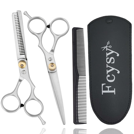 Picture of Hair Scissors Hair Cutting Shears Set, Fcysy Haircut Scissors Thinning Shears Kit, Salon Barber Haircutting Scissors Hairdresser Blending Shears Hair Trimming Tools for Men Women Dog