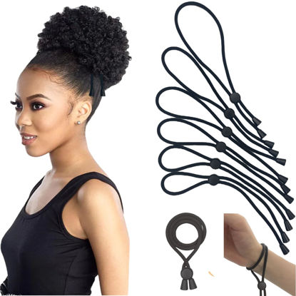 Picture of Adjustable Hair Ties for Thick, Curly Hairstyles - Afro Puffs, Ponytails, Locs, Pineapples for Black Women and Girls (Pack of 6)