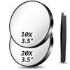 Picture of Magnifying Mirror 10X&20X Set, Magnified Mirror 3.5" with Two Suction Cups and Tweezers, Travel Magnifying Mirror Set Comes with Portable Storage Bag, Compact Small Magnifying Mirror for Travel(Black)
