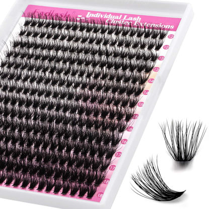 Picture of Lash Clusters 240pcs 40D 12-18mm Mixed Tray 3D Effect Volume Individual Lashes Cluster Eyelash Extensions Fluffy Soft D Curl Individual Lashes DIY Lash Extension Kit at Home (40D-0.07-D,12-18mm)