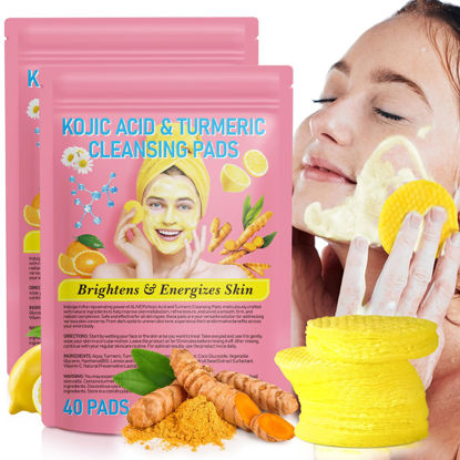 Picture of Turmeric Kojic Acid Cleansing Pads - Kojic Acid and Turmeric Cleansing Pads - Turmeric Face Scrub Pads - Turmeric and Kojic Acid Face Pads - Helps Balance Skin Oil and Water, for All Skin Types 2PACK