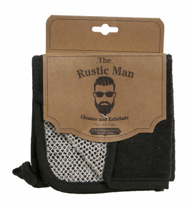 Picture of The Rustic Man Terry Wash Cloths for Face and Body, Dual-Sided Cleansing and Exfoliating Washcloths, Machine Wash, Black, 3 Count