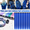 Picture of TOFAFA 22 inch Colored Hair Extensions, Colorful Party Highlights Clip in Synthetic Hair Extensions for Girls Women Kids Favor Gift (10 PCS Blue)