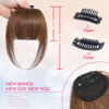 Picture of ELEFOCUS Clip in Bangs Real Human Hair Light Brown 100% Human Hair French Bangs Fake Bangs Hair Clip on bangs for women Fringe with Temples Hairpieces Curved Bangs for Daily Wear
