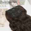 Picture of KooKaStyle Clip in Synthetic Hair Extensions Long Wavy 4PCS Thick Hairpieces Dark Chocolate Brown Fiber Double Weft Natural Hair Extensions 20 Inch for Women