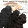 Picture of KooKaStyle Clip in Synthetic Hair Extensions Long Wavy 4PCS Thick Hairpieces Dark Brown Fiber Double Weft Natural Hair Extensions 16 Inch for Women