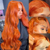 Picture of Ginger Lace Front Wigs Human Hair 13x4 Ginger Orange Body Wave Lace Front Wigs Human Hair 180% Density Ginger Glueless Wigs Human Hair Pre Plucked 180% Density Ginger Frontal Wigs Human Hair 20 Inch