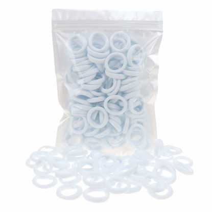 Picture of 100 Pack White Color Nylon Small Hair Ties Seamless Baby Girls' Hair Elastics