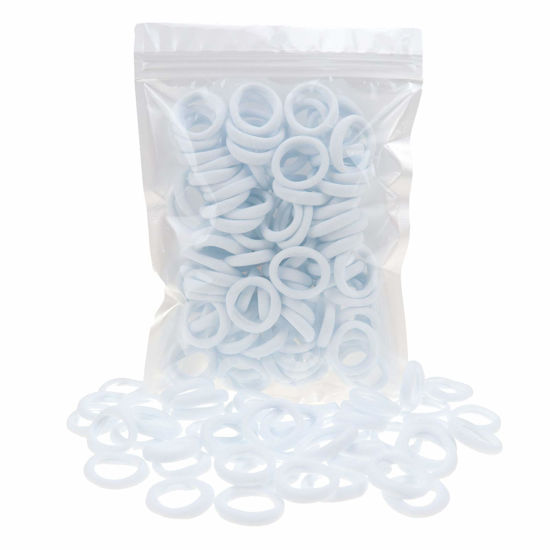 Picture of 100 Pack White Color Nylon Small Hair Ties Seamless Baby Girls' Hair Elastics