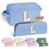 Picture of YOOLIFE Wedding Gifts Bridesmaid Gifts - Monogram Cute Blue Makeup Bags Cosmetic Toiletry Pouch Make Up Case for Women Her Best Friend Sister Teacher Girlfriend Personalized Birthday Gifts for Women L
