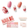Picture of NAILOG Semi Cured Gel Nail Strips for Valentine's Day (20 Extra Long Stickers/Wraps) | Buy 2 Get 1 UV Lamp| Glossy & Long Lasting Soft Gel Finishing, Pink Gaze